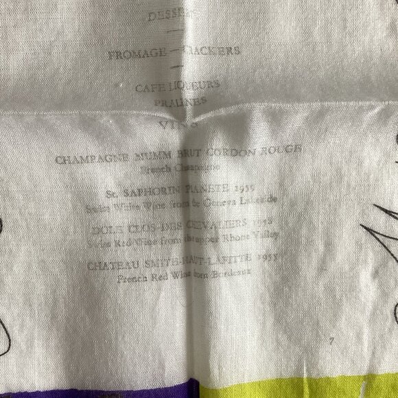 Vintage Swissair Souvenir Menu on Board Hankie 1970's Handkerchief Hand Rolled - Picture 3 of 5